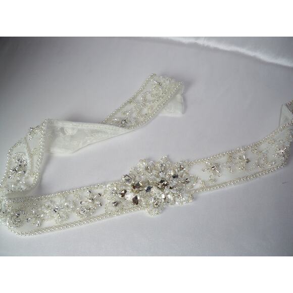 bridal wedding white bridal sash belt,